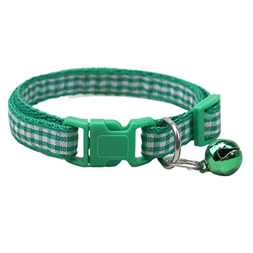 Wilitto Katzenhalsband mit Glöckchen & Schnalle, reflektierendes Hundehalsband für Hunde und Katzen, normales Halsband, langlebiges verstellbares Haustierhalsband, kariertes Muster, Haustier-Katze, von Wilitto