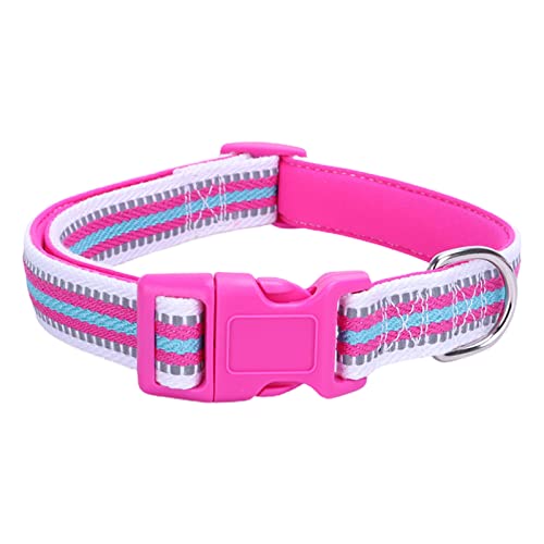 Wilitto Reflektierend Verstellbar Haustier Halsband, Dekorative Polyester Katze Hund Hals Kreis Gurt, Haustier Katzen Halsband Halskette, Bequeme Hundehalsbänder für Kleine, Mittlere und Große Hunde Rosenrot L von Wilitto