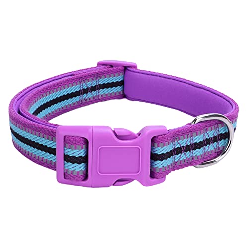 Wilitto Reflektierend Verstellbar Haustier Halsband, Dekorative Polyester Katze Hund Hals Kreis Gurt, Haustier Katzen Halsband Halskette Bequeme Hundehalsbänder für Kleine, Mittlere und Große Hunde Lila M von Wilitto