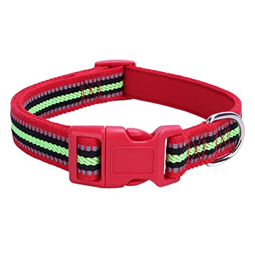 Wilitto Reflektierend Verstellbar Haustier Halsband, Dekorative Polyester Katze Hund Hals Kreis Gurt, Haustier Katzen Halsband Halskette Bequeme Hundehalsbänder für Kleine, Mittlere und Große Hunde Rot M von Wilitto