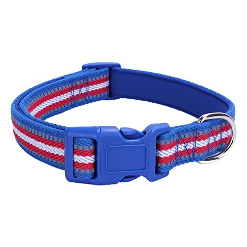 Wilitto Reflektierend Verstellbar Haustier Halsband, Dekorative Polyester Katze Hund Hals Kreis Gurt, Haustier Katzen Halsband Halskette Bequeme Hundehalsbänder für Kleine, Mittlere und Große Hunde Dunkelblau L von Wilitto