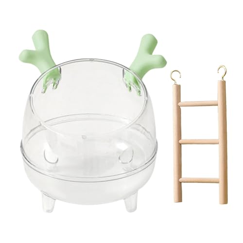 Wilitto Transparentes Haustierbadezimmer Nager Sand Spielbereich Cartoon Form Hamster Badehaus mit Leiter Kleintier Graben Box für Stressabbau Spielzeit Ideal Grün von Wilitto