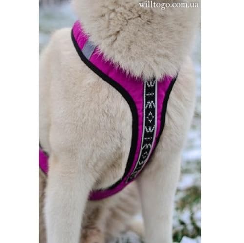 Will to go Comfort Harness Kurz-Zuggschirr-Multifunktions Hundegeschirr (Pink/Silver, L) von Will to go