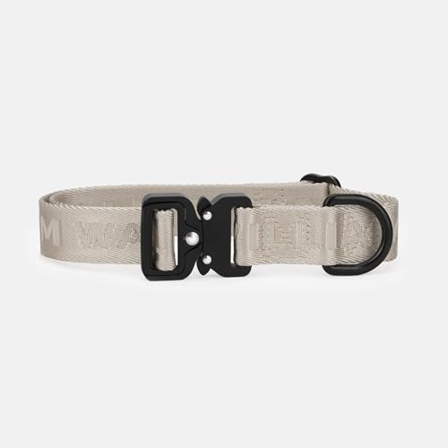 Jacquard Nylon Hundehalsband Nero (schwarz) (beige, S/M) von William Walker