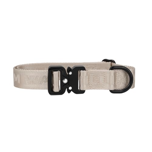 Jacquard Nylon Hundehalsband Nero (schwarz) (beige, S/M) von William Walker