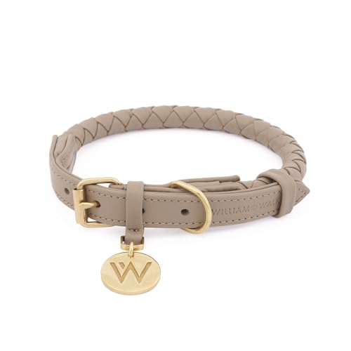 William Walker - Hochwertiges Hunde Halsband Twisted aus Rindsleder - Maximal robust, langlebig und pflegeleicht - Für kleine, mittlere und große Hunde (Beige, L (43cm - 51cm)) von William Walker