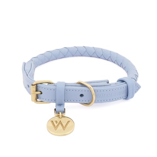 William Walker - Hochwertiges Hunde Halsband Twisted aus Rindsleder - Maximal robust, langlebig und pflegeleicht - Für kleine, mittlere und große Hunde (Hellblau, XXL (56cm -66cm)) von William Walker