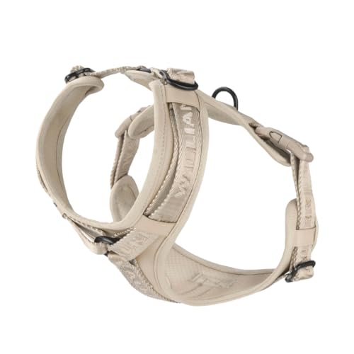 William Walker Jacquard Hundegeschirr – Ergonomisch, Verstellbar & Komfortabel – Atmungsaktives Mesh & Neopren – Leicht, Strapazierfähig & Vegan (Beige, M) von William Walker