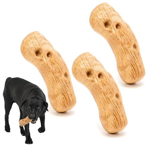 Willjoy 3er-Pack Hundespielzeug für aggressive Kauer, Kiefernholz und Nylon, Kauspielzeug, echter Speck, unzerstörbares Hundespielzeug, um sie zu beschäftigen, DCT02B-3 von Willjoy