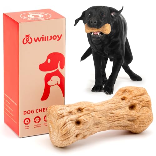 Willjoy Kauspielzeug für aggressive Kauer, robustes Hundespielzeug für aggressive Kauer, Kiefernholz und Nylon, unzerstörbares Hundespielzeug, Speck, großes Hundespielzeug, um sie zu beschäftigen, von Willjoy