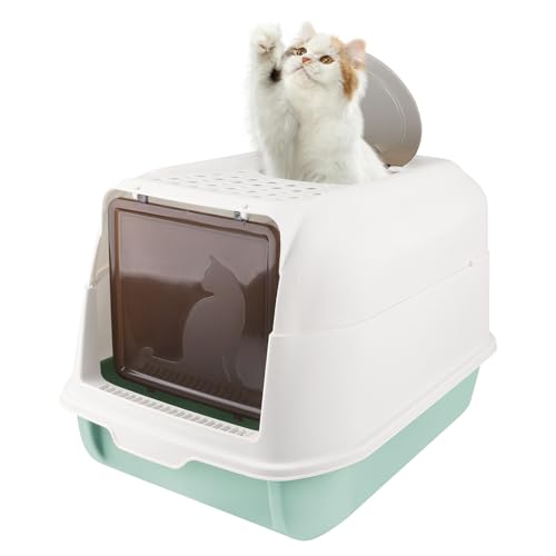 Geschlossene Katzentoilette für Katzen, Toilettenhaus, abnehmbares Tablett, Schaufel, für große Katzen, Kapazität 15 kg, schmutzabweisend, auslaufsicher, 36 x 51 x 34 cm, Himmelblau Geschlossene Katzentoilette für Katzen, Toilettenhaus, abnehmbares Tablett, Schaufel, für große Katzen, Kapazität 15 kg, schmutzabweisend, auslaufsicher, 36 x 51 x 34 cm, Himmelblau von Willonin