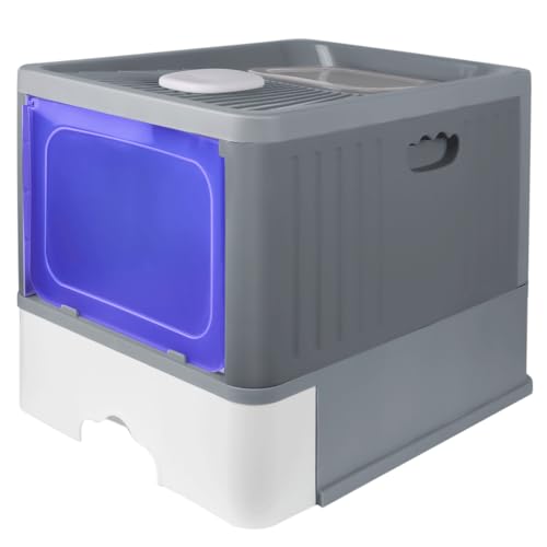 Geschlossene Katzentoilette für Katzen, Toilettenhaus, abnehmbares Tablett, Schaufel, für große Katzen, Kapazität 15 kg, schmutzabweisend, auslaufsicher, 48 x 37 x 38 cm, Grau Geschlossene Katzentoilette für Katzen, Toilettenhaus, abnehmbares Tablett, Schaufel, für große Katzen, Kapazität 15 kg, schmutzabweisend, auslaufsicher, 48 x 37 x 38 cm, Grau von Willonin