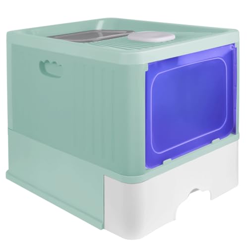 Geschlossene Katzentoilette für Katzen, Toilettenhaus, abnehmbares Tablett, Schaufel, für große Katzen, Kapazität 15 kg, schmutzabweisend, auslaufsicher, 48 x 37 x 38 cm, Grün Geschlossene Katzentoilette für Katzen, Toilettenhaus, abnehmbares Tablett, Schaufel, für große Katzen, Kapazität 15 kg, schmutzabweisend, auslaufsicher, 48 x 37 x 38 cm, Grün von Willonin