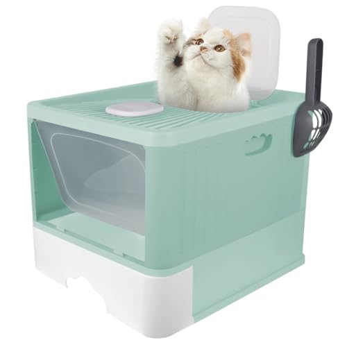 Geschlossene Katzentoilette für Katzen, Toilettenhaus, abnehmbares Tablett, Schaufel, für große Katzen, Kapazität 15 kg, schmutzabweisend, auslaufsicher, 48 x 37 x 38 cm, Grün Geschlossene Katzentoilette für Katzen, Toilettenhaus, abnehmbares Tablett, Schaufel, für große Katzen, Kapazität 15 kg, schmutzabweisend, auslaufsicher, 48 x 37 x 38 cm, Grün von Willonin