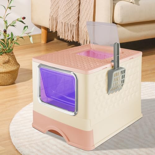 Geschlossene Katzentoilette für Katzen, Toilettenhaus, abnehmbares Tablett, Schaufel, für große Katzen, Kapazität 15 kg, schmutzabweisend, auslaufsicher, 52 x 39 x 39 cm, Gelb Geschlossene Katzentoilette für Katzen, Toilettenhaus, abnehmbares Tablett, Schaufel, für große Katzen, Kapazität 15 kg, schmutzabweisend, auslaufsicher, 52 x 39 x 39 cm, Gelb von Willonin