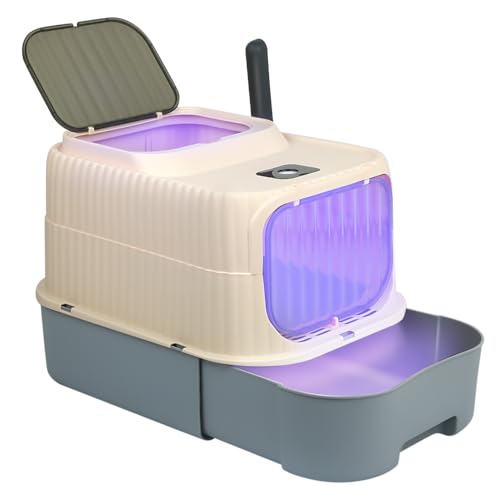 Geschlossene Katzentoilette mit abnehmbarem Tablett für eine Reinigung, Katzentoilette mit Schaufel, 37 x 49 x 37 cm, Grau Geschlossene Katzentoilette mit abnehmbarem Tablett für eine Reinigung, Katzentoilette mit Schaufel, 37 x 49 x 37 cm, Grau von Willonin