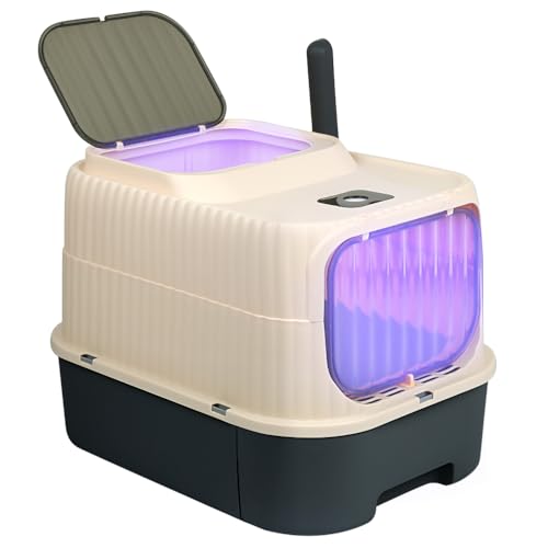 Geschlossene Katzentoilette mit abnehmbarem Tablett für eine Reinigung, Katzentoilette mit Schaufel, 37 x 49 x 37 cm, Schwarz Geschlossene Katzentoilette mit abnehmbarem Tablett für eine Reinigung, Katzentoilette mit Schaufel, 37 x 49 x 37 cm, Schwarz von Willonin