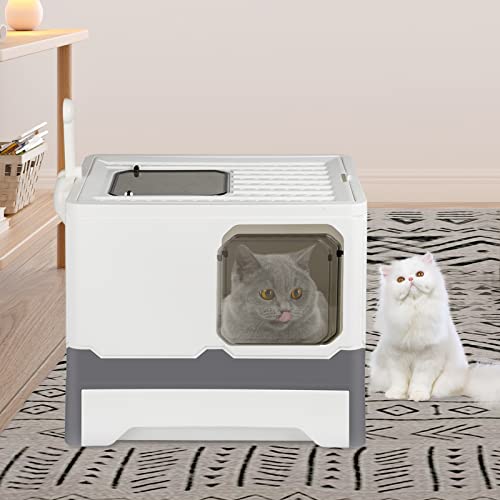 Geschlossene Katzentoilette mit abnehmbarem Tablett zur Reinigung, Katzentoilette mit Schaufel, 45 x 35 x 38 cm, PP – Schwarz und Weiß Geschlossene Katzentoilette mit abnehmbarem Tablett zur Reinigung, Katzentoilette mit Schaufel, 45 x 35 x 38 cm, PP – Schwarz und Weiß von Willonin