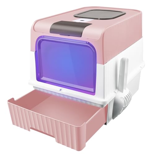 Willonin Katzentoilette, selbstreinigend, mit Lufterfrischer-Pack (Top)/Sterilisierte Katzentoilette mit UV-Licht (Rosa) von Willonin