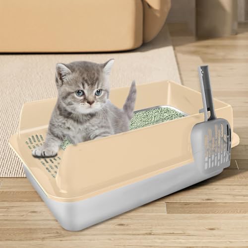 Katzentoilette XL aus Edelstahl, großer Katzentoilettenbehälter aus Metall mit Schaufel für Katzentoilette, ideal für mittelgroße und große Katzen, 50 x 35 x 24 cm, Khaki Katzentoilette XL aus Edelstahl, großer Katzentoilettenbehälter aus Metall mit Schaufel für Katzentoilette, ideal für mittelgroße und große Katzen, 50 x 35 x 24 cm, Khaki von Willonin