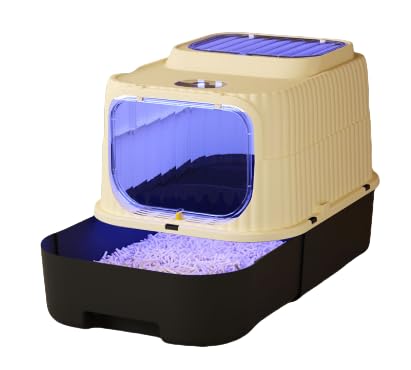 Katzentoilette mit Schaufel, Kiste und Deodorant, keimtötend, lichtempfindliches Design, 37 x 49 x 37 cm, Schwarz Katzentoilette mit Schaufel, Kiste und Deodorant, keimtötend, lichtempfindliches Design, 37 x 49 x 37 cm, Schwarz von Willonin