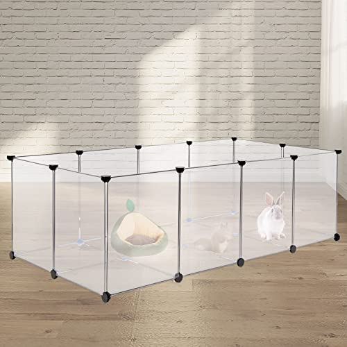 Willonin Käfig für Meerschweinchen, Welpengehege, Gehege für Tiere, ausziehbar, für kleine Tiere, Laufstall, Gehege, Käfig, Zaun (A,143 x 71 x 47 cm) von Willonin