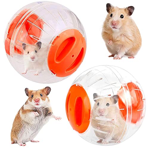 Willoo 2 Stück Joggingball Kleintiere, Hamster Run Ball, Hamsterball Spielzeug, Transparent Hamsterball Plastik für Hamster, Mäuse, Rennmäuse Oder Andere Kleintiere (Orange) von Willoo