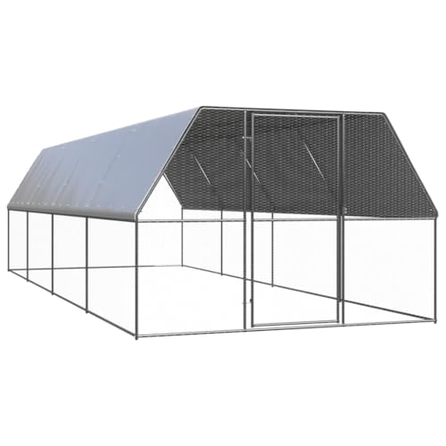 Willood Outdoor-Hühnerkäfig Hühnerstall Freilaufgehege 3x8x2 m Verzinkter Stahl von Willood