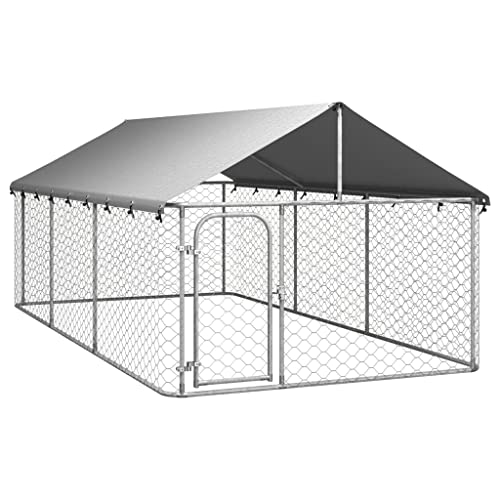 Willood Outdoor-Hundezwinger mit Dach 400 x 200 x 150 cm hühnerstall,freilaufgehege,freigehege von Willood