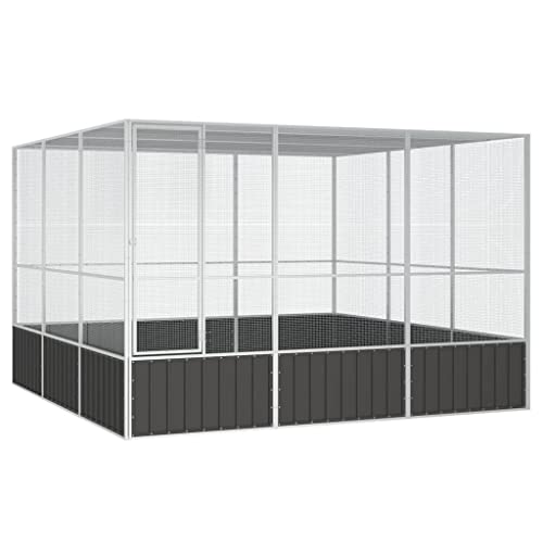 Willood Vogelkäfig,Vogelhaus,Verzinkter,Metallrahmen, Mesh-Design, Haustierstall für draußen Anthrazit 302,5x324,5x211,5 cm Verzinkter Stahl von Willood