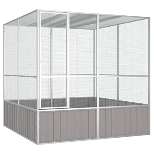 Willood Vogelkäfig,Vogelhaus,Verzinkter,Metallrahmen, Mesh-Design, Haustierstall für draußen Grau 213,5x217,5x211,5 cm Verzinkter Stahl von Willood