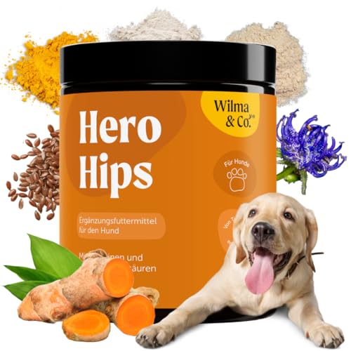 Wilma & Co. Für den Hund Hero HIPS Pulver für den Bewegungsapparat für Hunde mit Glucosamin, Chondroitin, Kollagenhydrolysat und Curcuma - Von Tierärzten entwickelt von Wilma & Co.