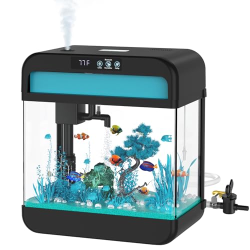 Kleines Aquarium-Starter-Set mit leiser Filterpumpe, LED-Licht, Luftbefeuchter und Betta-Fischtank von Wilody