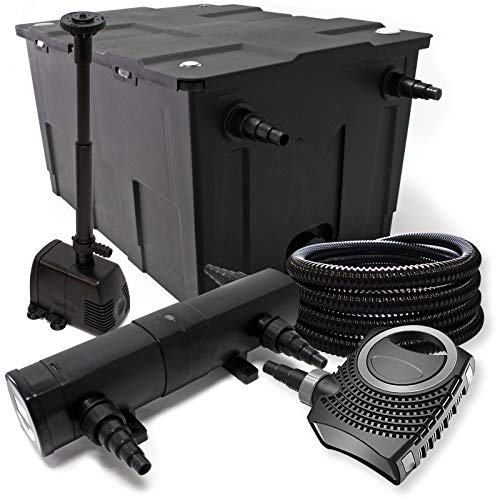 Filter Set ausfilter 60000l, SuperEco Pumpe, Schlauch, 18W Klärer, Springbrunnenpumpe und Skimmer von Wiltec