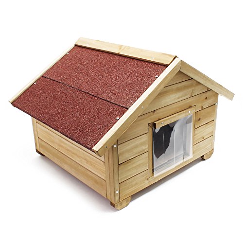 Wiltec Kleines Katzenhaus 68 x 53 x 47 cm aus Holz, Katzenhütte für Garten oder Terasse, Wurfkiste isoliert wetterfest, Katzenhöhle von Wiltec