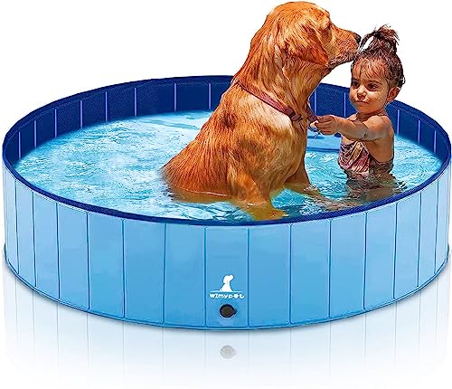 Wimypet Hundepool Schwimmbad für Hunde, Hundeplanschbecken Hundebad, Faltbar Haustier-Duschbecken mit Umweltfreundlichem Hybrid PVC rutschfest（80 × 20 cm） von Wimypet