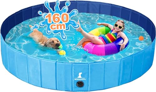Wimypet Swimmingpool Planschbecken, Hundeplanschbecken Hundebad, Klappbares Haustier-Duschbecken mit Umweltfreundlichem PVC rutschfest Fahrrad（160 × 30 cm） von Wimypet