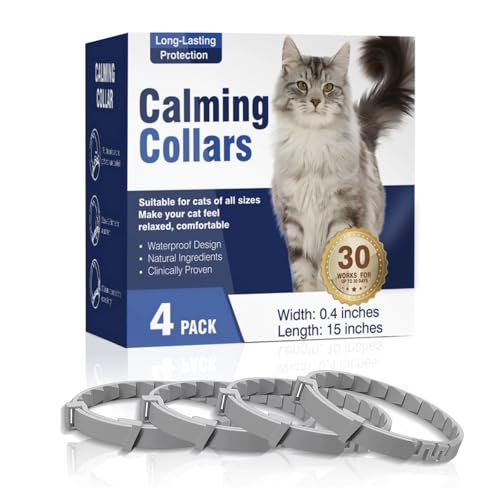 Winalot Beruhigendes Halsband für Katzen, Pheromon-Halsband, 4 Packungen, 38,1 cm längenverstellbar, Katzenhalsband kann Katzen schnell helfen, Angst zu überwinden, Stressabbau hält 30 Tage effektiv von Winalot