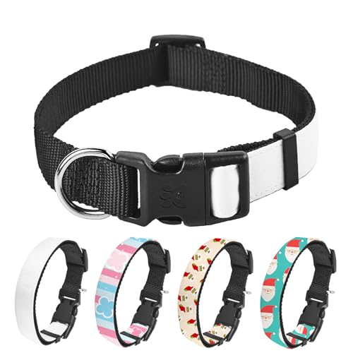 WindMage 5 Packungen M2 Größe Custom Sublimation Hundehalsband Blank Plain Personalisiert mit verstellbarer Schnellverschluss-Schnalle 4 Größen für Welpen, Katzen und Hunde, XS, S, M und L von WindMage