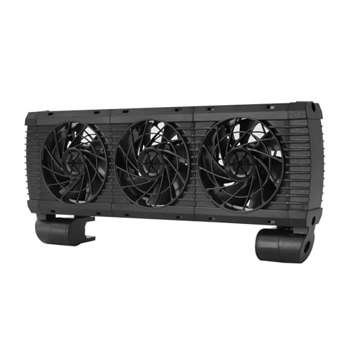 WindWilder 3-Kopf Aquarium-Ventilator mit 7 Lüfterblätter Einstellbarer Aquarium-Kühlventilator für Fisch Tank bis 60cm (3-Kopf, 30x15x3.5cm, Schwarz) von WindWilder