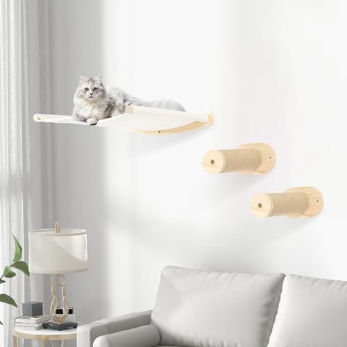 WindWilder Kletterwand Katzen mit Treppen & Stufen, 3er Set Katzentreppe aus Holz bis 30lbs von WindWilder