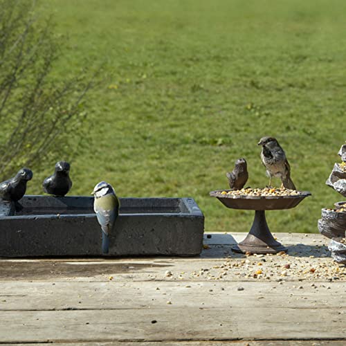 windschief-living Charmantes Vogelbad, Vogeltränke aus TERRAZZO eckig, scwarz von windschief-living