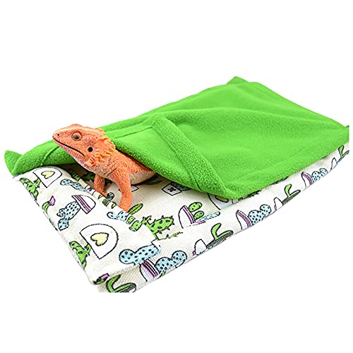 Bartagamenbett, Reptilien-Schlafsack mit Kissen und Decke, kleines Haustier, warmes Versteck für Hamster, Eidechsen, Bartagamen, Grün von Winmany