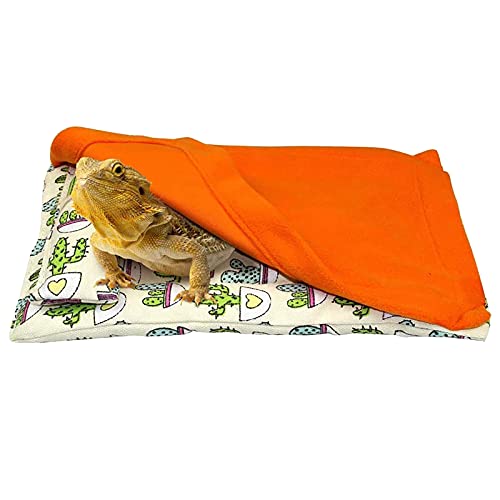 Bartdrachen-Bett, Reptilien, Schlafsack mit Kissen und Decke, kleines Haustier, warmes Versteck, für Hamster, Eidechsen, Bartdrache (orange) von Winmany