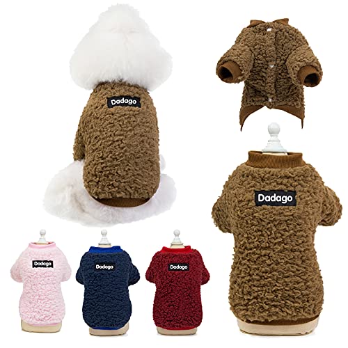 Cora Pet Kleiner Hundepullover Katze Welpe Winter Warmer Mantel Haustier Kaltes Wetter Kuschelige Fleece-Kleidung Niedlicher Pullover Pullover für kleine Hunde Mädchen Jungen (Mittel, Braun) von Winmany