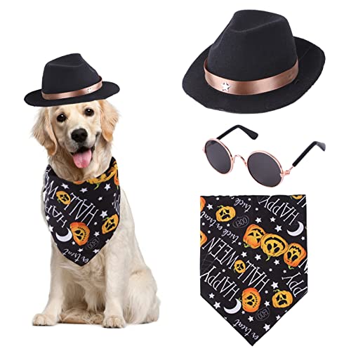 Haustier Halloween Kostüme Hund Katze Halloween Hut mit Bandana Halloween Kostüm Set Haustier Hunde Katzen Hut Halsband Hundekostüm Halloween Katze für Katze Hund Kaninchen Kleintiere von Winmany