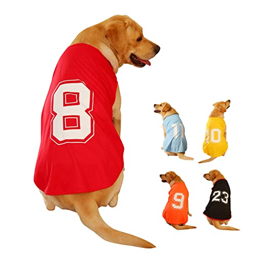 Hunde-Shirt, Nummer bedruckt, Sommer, Basic-Weste, Welpen, atmungsaktives T-Shirt, Haustier, ärmellos, Tank-Top, Kleidung für große, mittelgroße und kleine Hunde (XXXX-Large, Rot) von Winmany