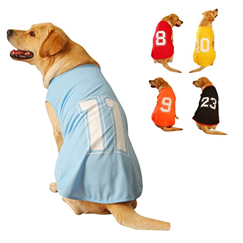 Hunde-Shirt, Nummer bedruckt, Sommer, Basic-Weste, Welpen, atmungsaktives T-Shirt, Haustier, ärmellos, Tank-Top, Kleidung für große, mittelgroße und kleine Hunde (XXL, Blau) von Winmany