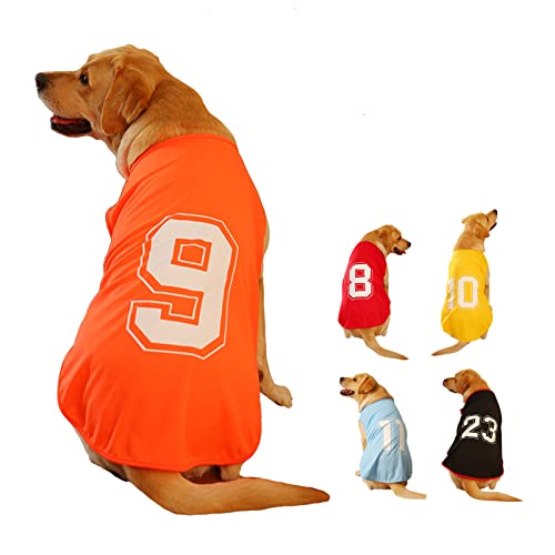 Hundeshirt Nummer Bedruckt Sommer Basic Weste Welpen Atmungsaktives T-Shirt Haustier Ärmelloses Tank Top Kleidung für Große, Mittlere Kleine Hunde (XX-Large, Orange) von Winmany