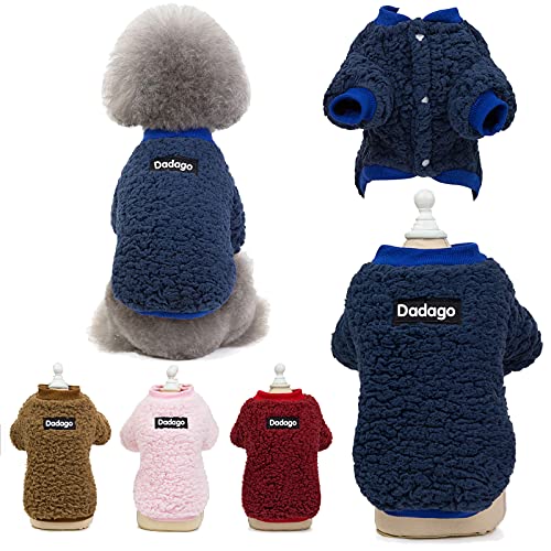 Kleiner Hundepullover für Katzen, Welpen, Winter, warmer Mantel, Haustier, kaltes Wetter, gemütliche Fleecekleidung, niedlicher Pullover für kleine Hunde, Mädchen, Jungen (X-Large, Blau) von Winmany